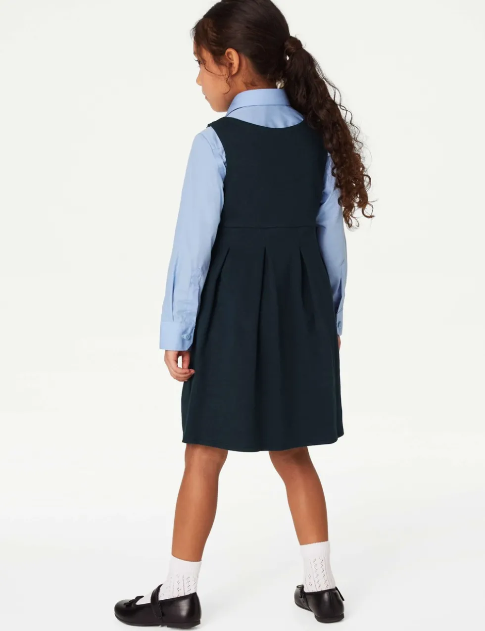 2 Pack Girls' Jersey Bow School Pinafores (2-12 Yrs)