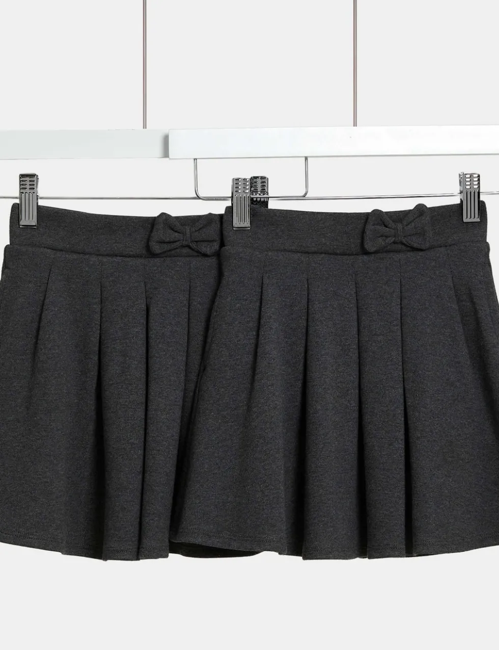 2 Pack Girls' Jersey Bow School Skirts (2-14 Yrs)
