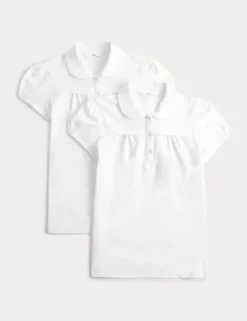 2 Pack Girls' Jersey School Polo Shirts (2-18 Yrs)