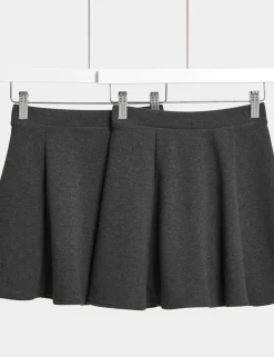 2 Pack Girls' Jersey Skater School Skirts (2-18 Yrs)