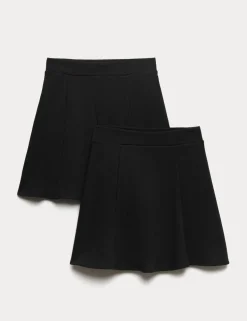 2 Pack Girls' Jersey Skater School Skirts (2-18 Yrs)