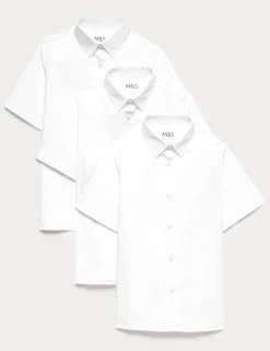 3 Pack Girls' Longer Length Easy Iron School Shirts (4-18 Yrs)
