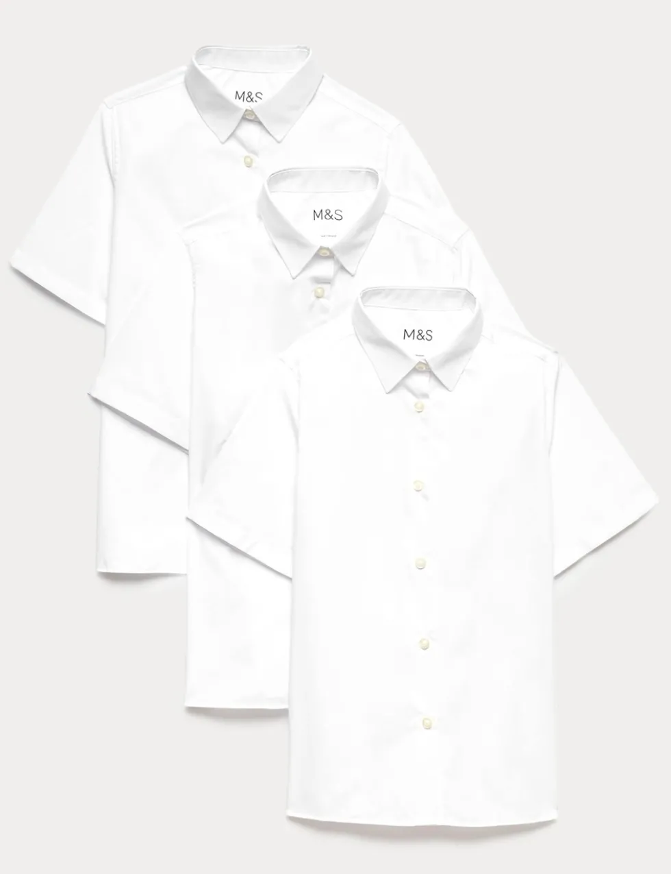 3 Pack Girls' Longer Length Easy Iron School Shirts (4-18 Yrs)