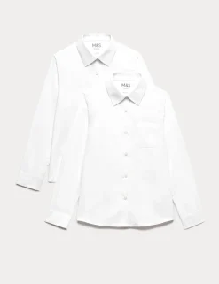 2 Pack Girls' Non-Iron School Shirts (2-18 Yrs)
