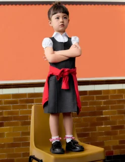 2 Pack Girls’ Pleated School Pinafores (2-12 Yrs)