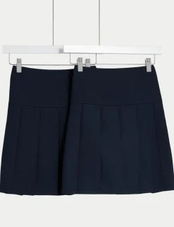 2 Pack Girls' Pleated School Skirts (2-18 Yrs)