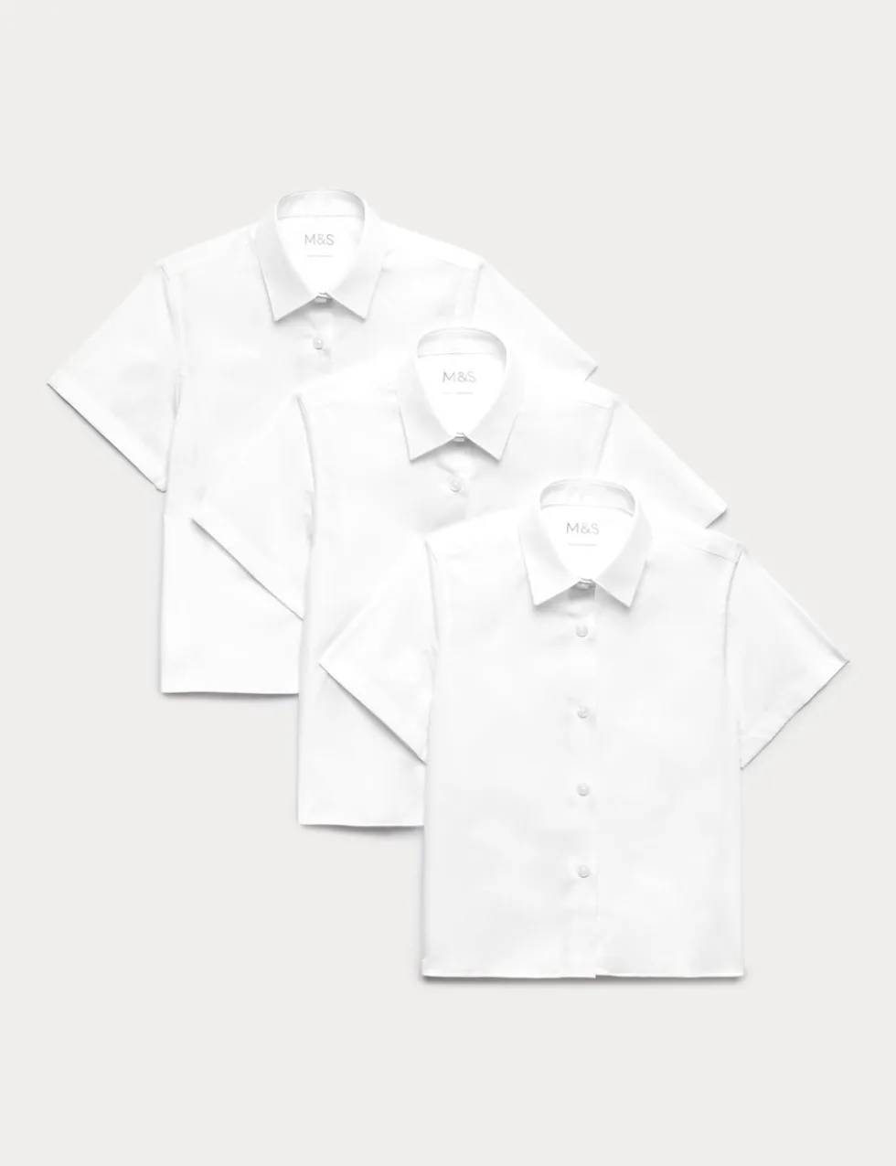 3 Pack Girls' Plus Fit Easy Iron School Shirts (4-18 Yrs)