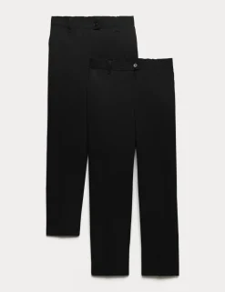 2 Pack Girls' Plus Fit Regular Leg Trousers (2-18 Yrs)