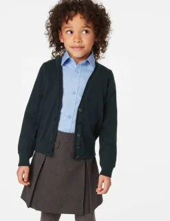 2 Pack Girls' Pure Cotton School Cardigan (3-18 Yrs)
