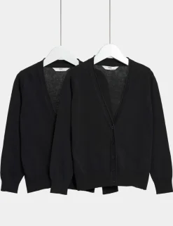 2 Pack Girls' Pure Cotton School Cardigan (3-18 Yrs)