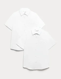 2 Pack Girls’ Regular Fit Cotton School Shirts (2-18 Yrs)