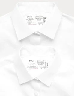 2 Pack Girls' Regular Fit Cotton School Shirts (2-18 Yrs)