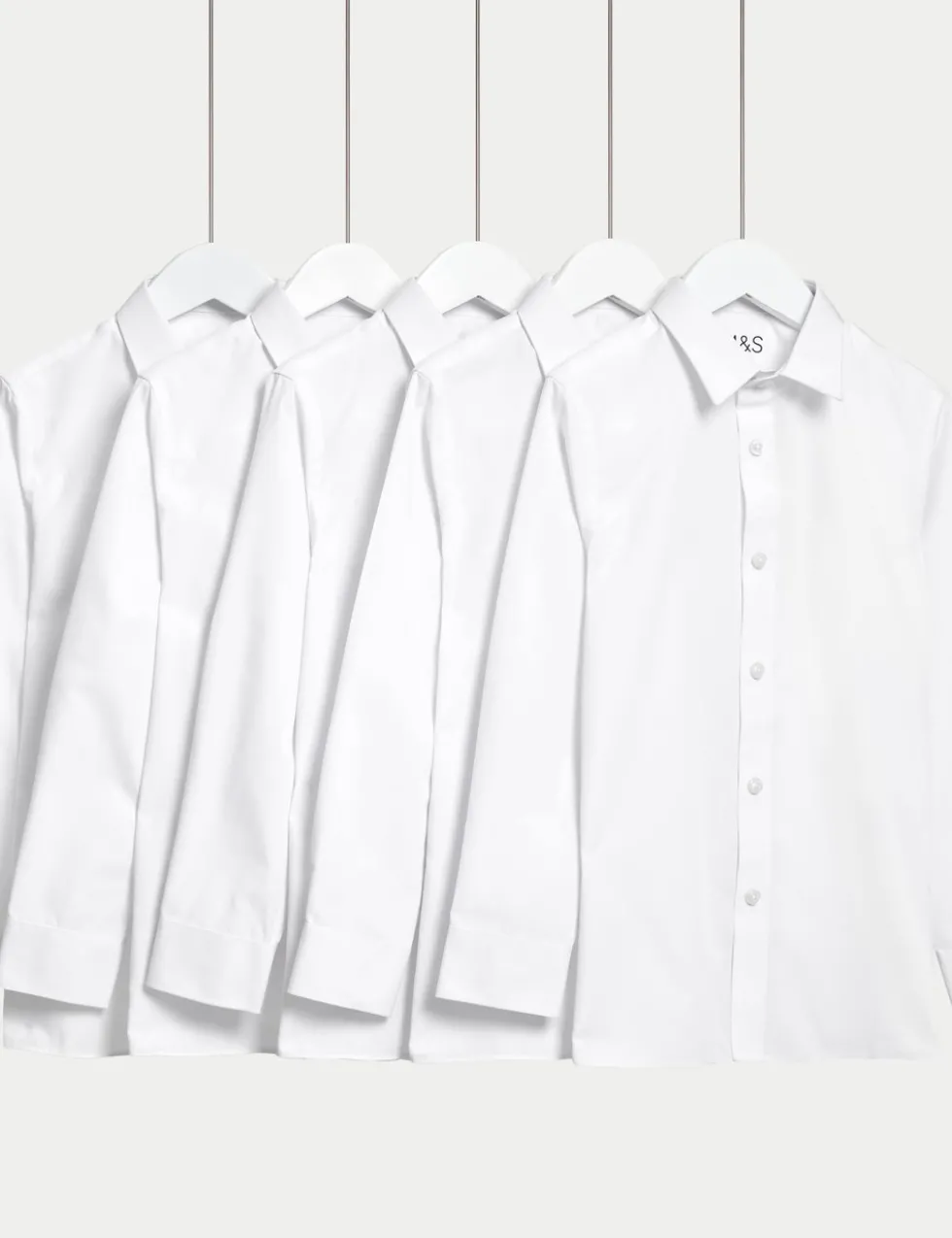 5 Pack Girls' Regular Fit Easy to Iron Shirts (2-18 Yrs)