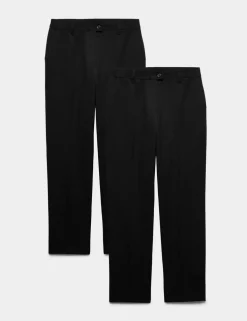 2 Pack Girls Regular Leg Trousers (2-18 Yrs)