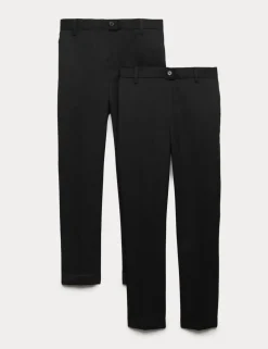 2 Pack Girls' Skinny Leg School Trousers (2-18 Yrs)