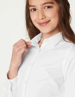 3 Pack Girls' Slim Fit Easy Iron School Shirts (2-16 Yrs)