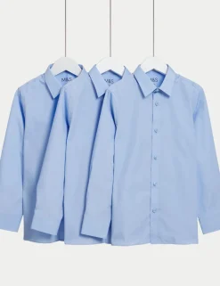 3 Pack Girls' Slim Fit Easy Iron School Shirts (2-16 Yrs)