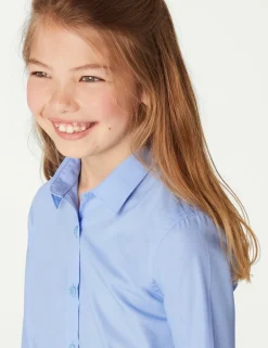 3 Pack Girls' Slim Fit Easy Iron School Shirts (2-16 Yrs)