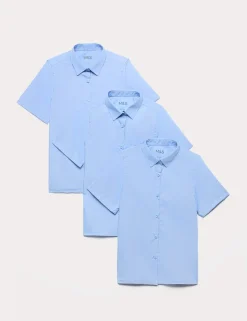 3 Pack Girls' Slim Fit Easy Iron School Shirts (2-16 Yrs)