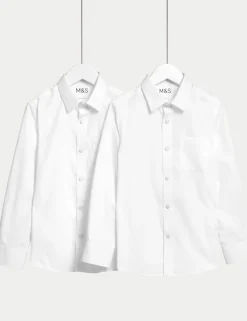 2 Pack Girls' Slim Fit Non-Iron School Shirts (2-18 Yrs)