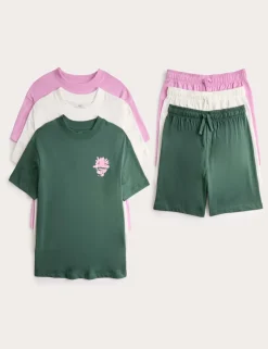 3 Pack Graphic Short Pyjama Sets (6-16 Yrs)