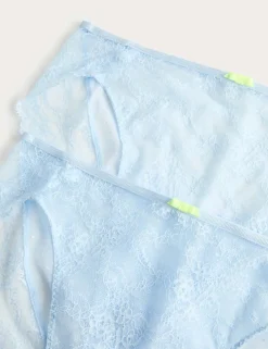 2 Pack Ida Lace High Waisted High Leg Knickers