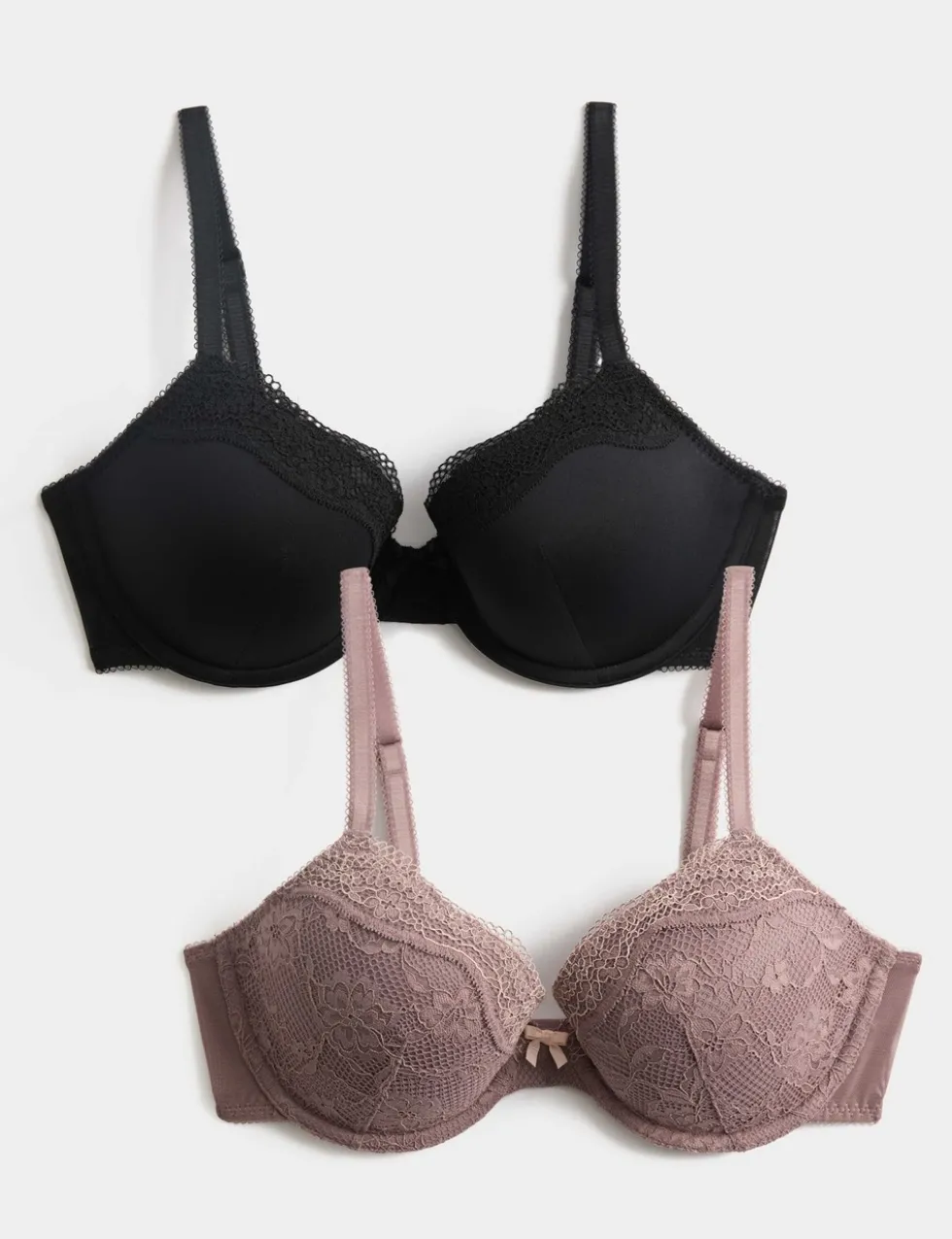 2 Pack Jasmine Lace Wired Demi Cup Bras (A-E)
