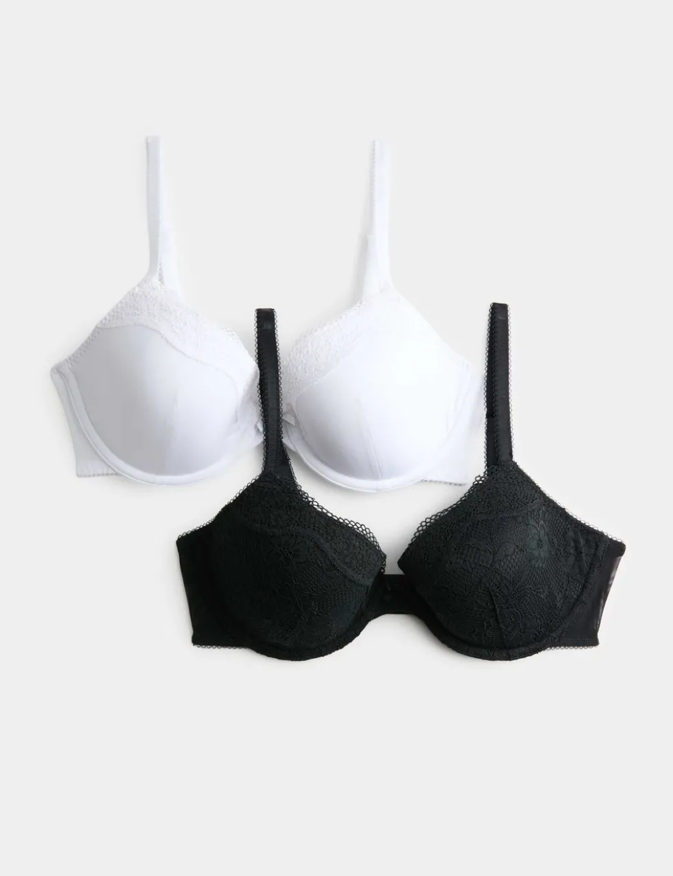 2 Pack Jasmine Lace Wired Demi Cup Bras (A-E)