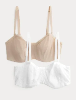 2 Pack Jasmine Lace Wired Strapless Bras (A-E)