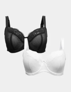 2 Pack Jasmine Lace Wired Balcony Bras (F+)