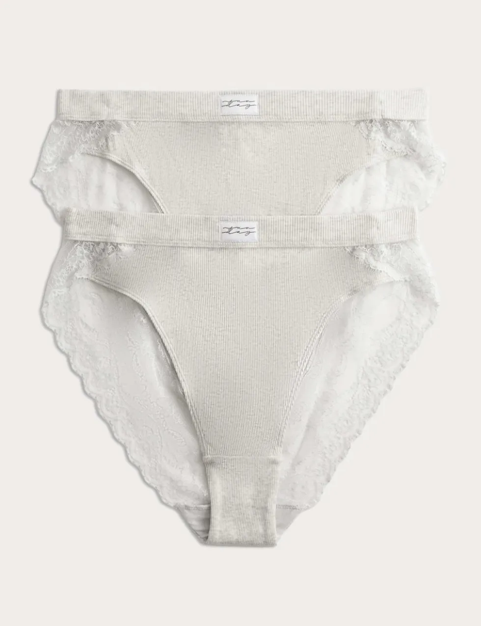 2 Pack Juni Cotton Rib High Waisted High Leg Knickers