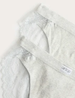 2 Pack Juni Cotton Rib High Waisted High Leg Knickers
