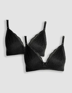 2 Pack Lace Non Wired Maternity Nursing Bras