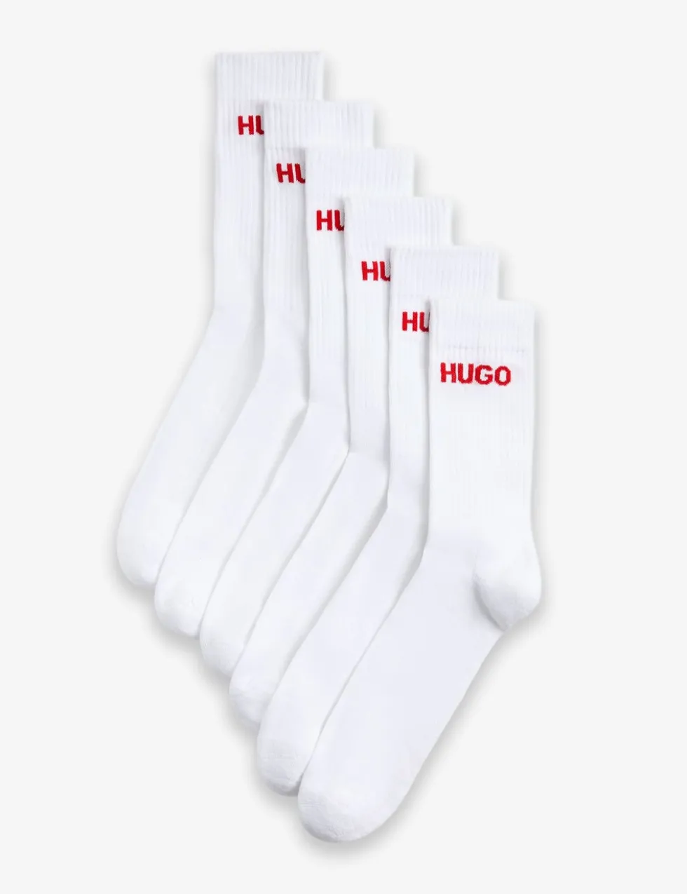 6 Pack Logo Cotton Rich Ribbed Socks
