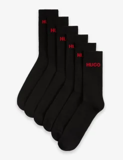 6 Pack Logo Cotton Rich Ribbed Socks