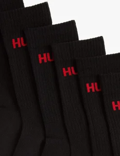 6 Pack Logo Cotton Rich Ribbed Socks