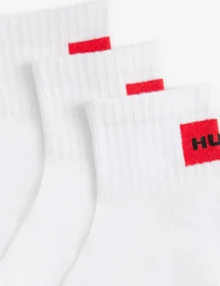 3 Pack Logo Label Cotton Rich Ribbed Socks