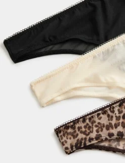 3 Pack Mesh Brazilian Knickers