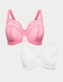 2 Pack Mesh Extra Support Bras (F-J)