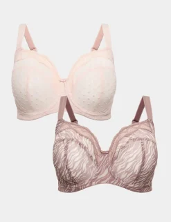 2 Pack Mesh Extra Support Bras (F-J)