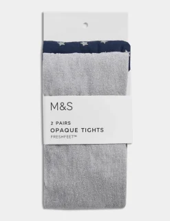 2 Pack Metallic Star Tights (2-14 Yrs)