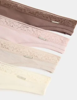 4 Pack Modal with Silk & Lace Thongs