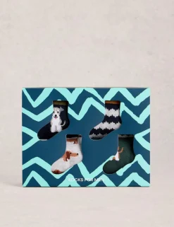 4 Pack Novelty Dog Cotton Rich Ankle Socks