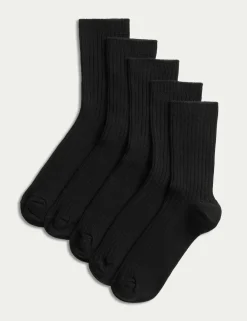 5 Pack of Ribbed School Socks