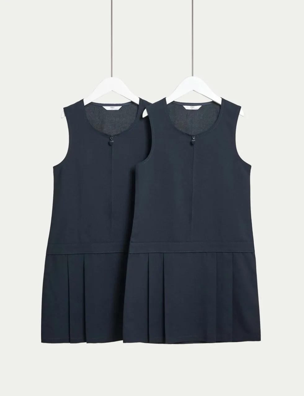 2 Pack Pleated Pinafore School Dresses (2-12 Yrs)
