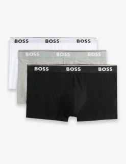 3 Pack Power Cotton Rich Logo Waistband Trunks