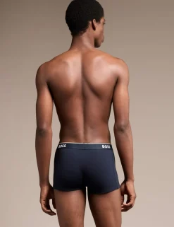 3 Pack Power Cotton Rich Logo Waistband Trunks