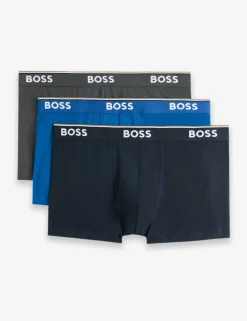 3 Pack Power Cotton Rich Logo Waistband Trunks