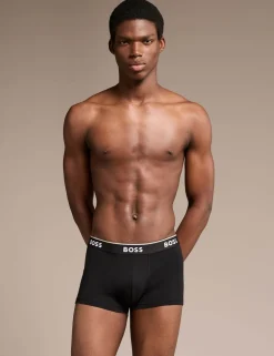 3 Pack Power Cotton Rich Logo Waistband Trunks