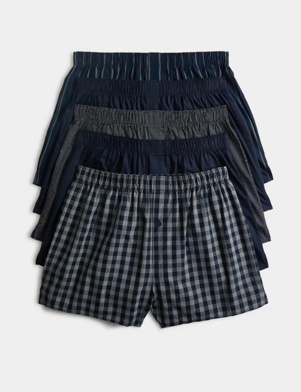 5 Pack Pure Cotton Assorted Woven Boxers